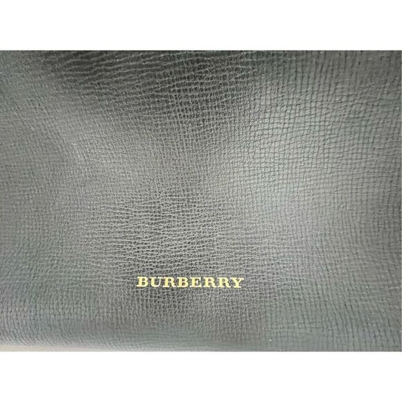 Burberry Banner Tote Iconic House Check Derby Shoulder Bag Black Leather - Picture 14 of 16